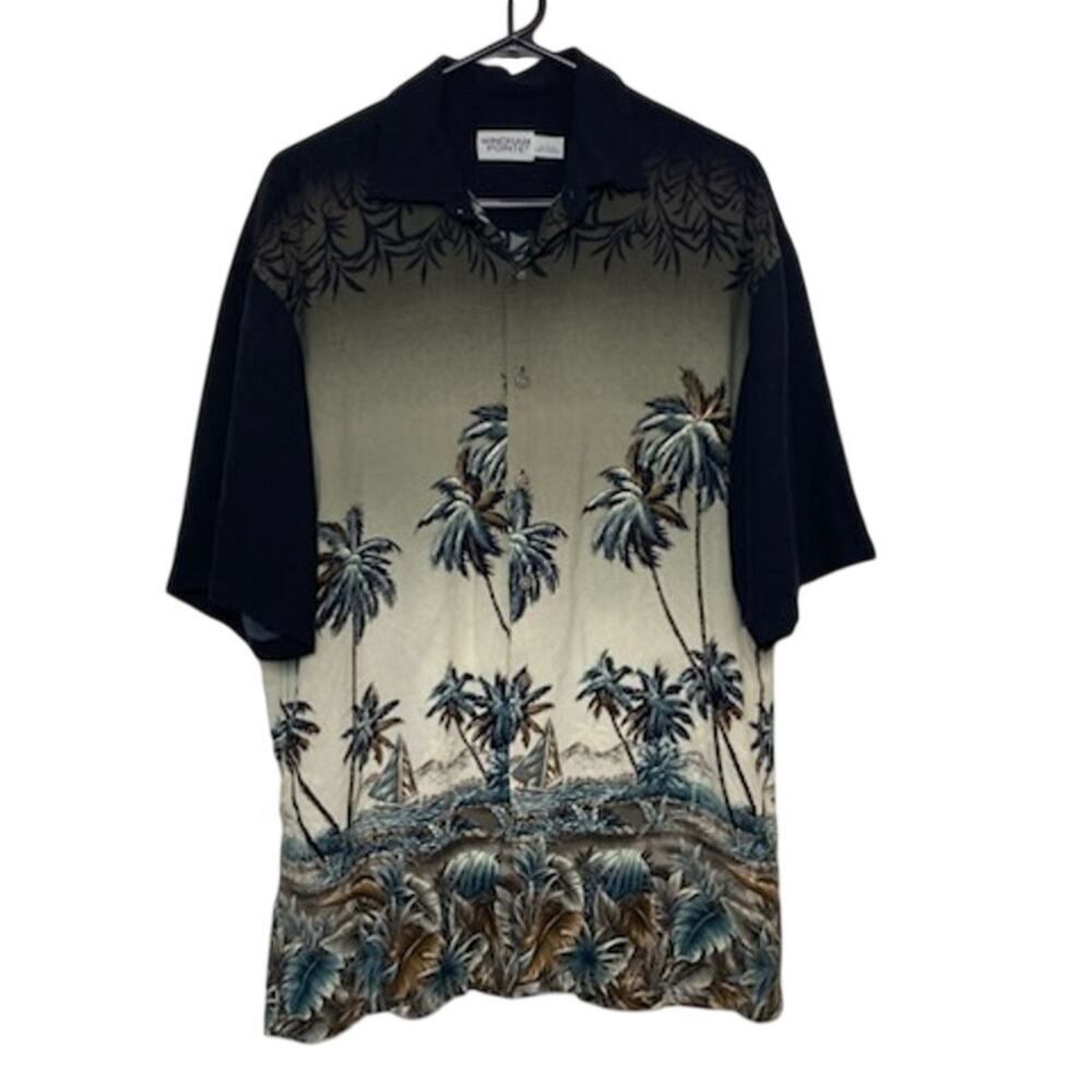 Windham Pointe Men’s Button‑Down • Size L • Palm Tree Beach Print